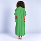 Midi Shirt Dress Women's Relaxed Fit Button Front Patch Pockets Side Split
