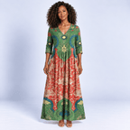Vintage Floral Maxi Dress Women's Flowing Lightweight