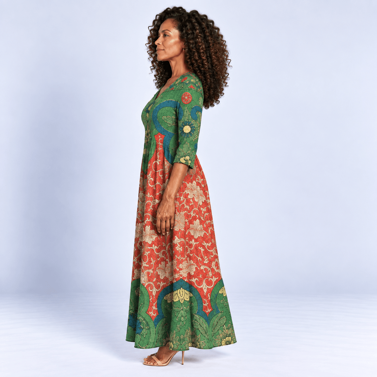 Vintage Floral Maxi Dress Women's Flowing Lightweight